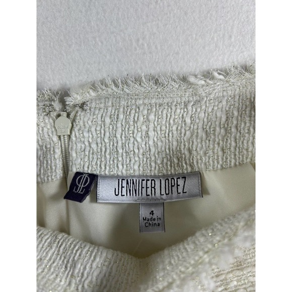 Jennifer Lopez cream lined Zipper Skirt size 4 New With Tag $50 gold embellished - Picture 3 of 10